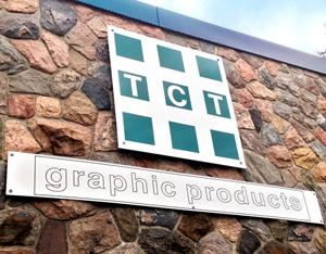 TCT Graphic Products Logo on Sign mounted on a building