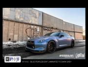 Sports car wrapped with KPMF Blue Pearlescent Laminate vinyl