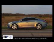 Sedan wrapped with KPMF Matte Gold Starlight Laminate vinyl