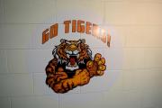 brick wall decal of tiger